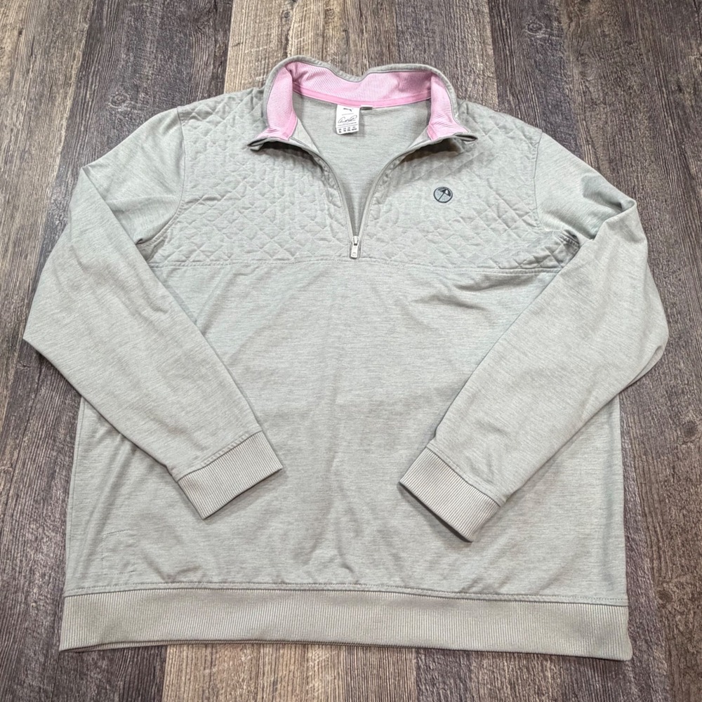Puma Arnold Palmer Pullover Mens XL Grey Quilted 1/4 Zip Golf Performance Shirt